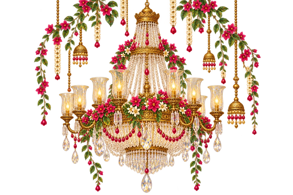 Floral crystal chandelier