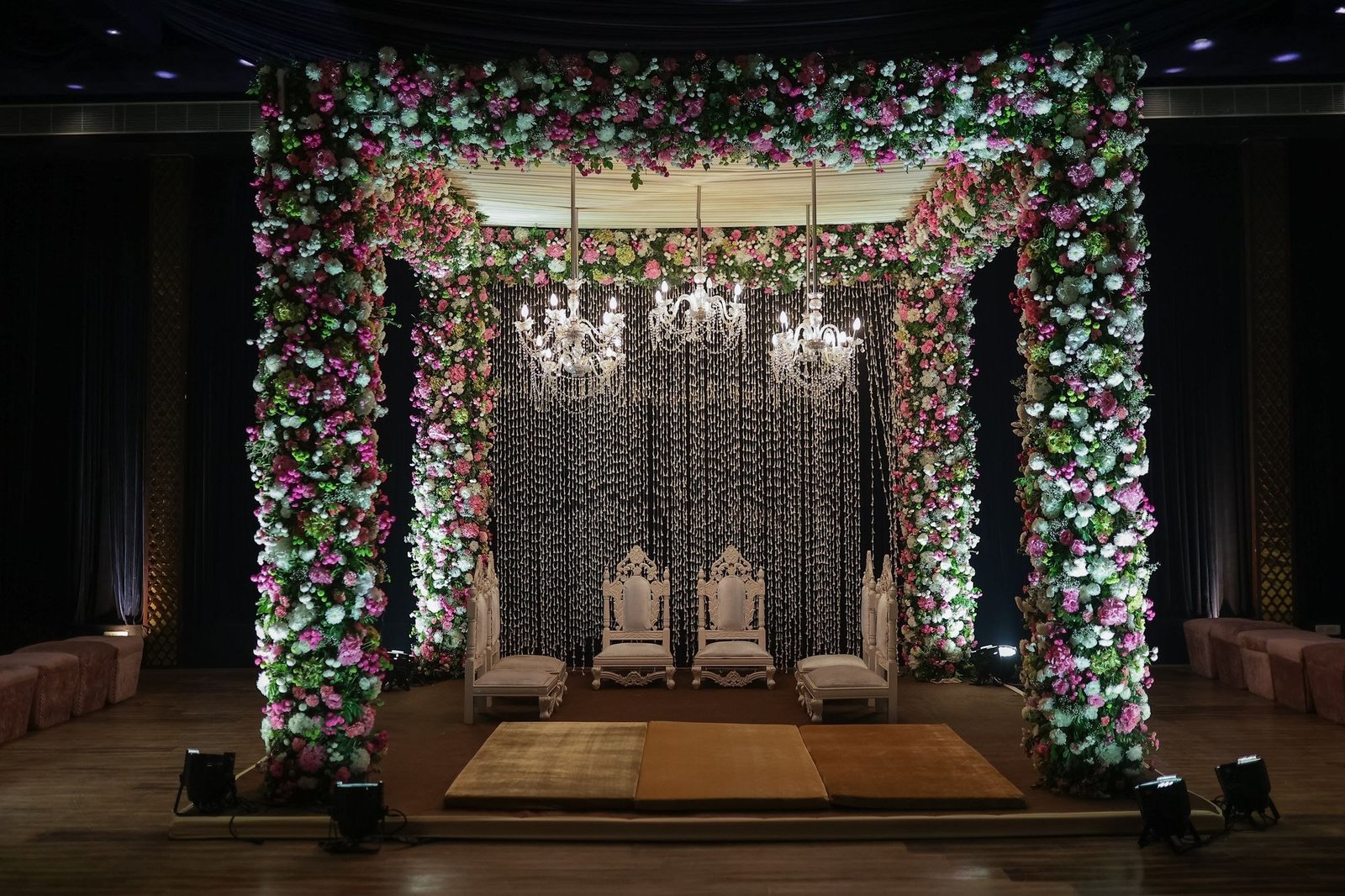 A complete setting, from flowers to light