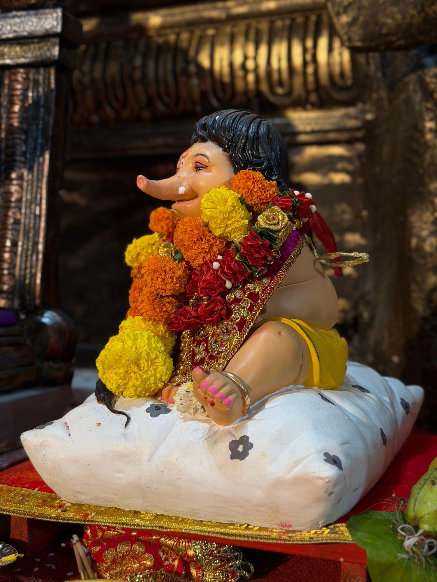Flowers and a sacred focal point