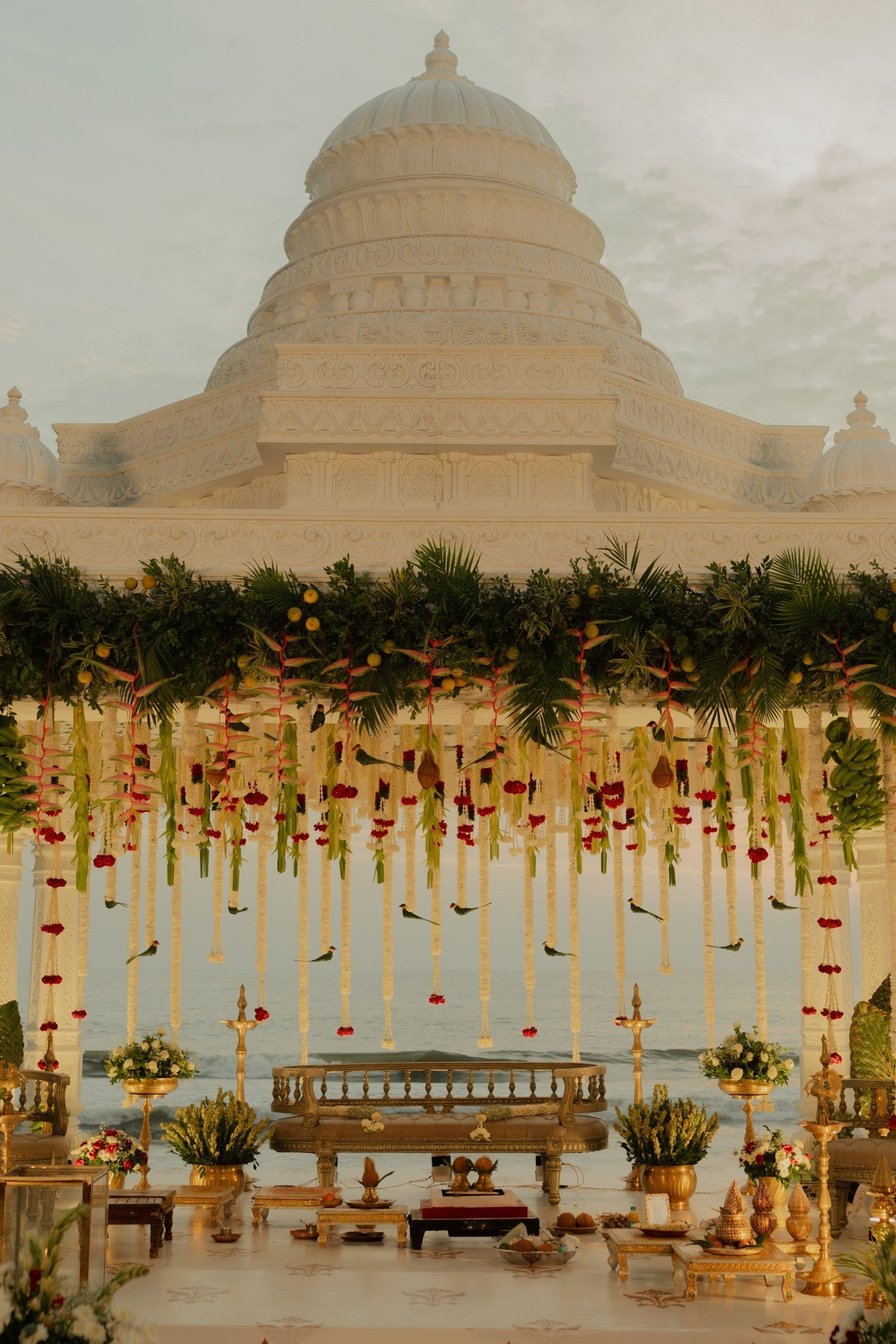 A floral canopy in an Indian courtyard