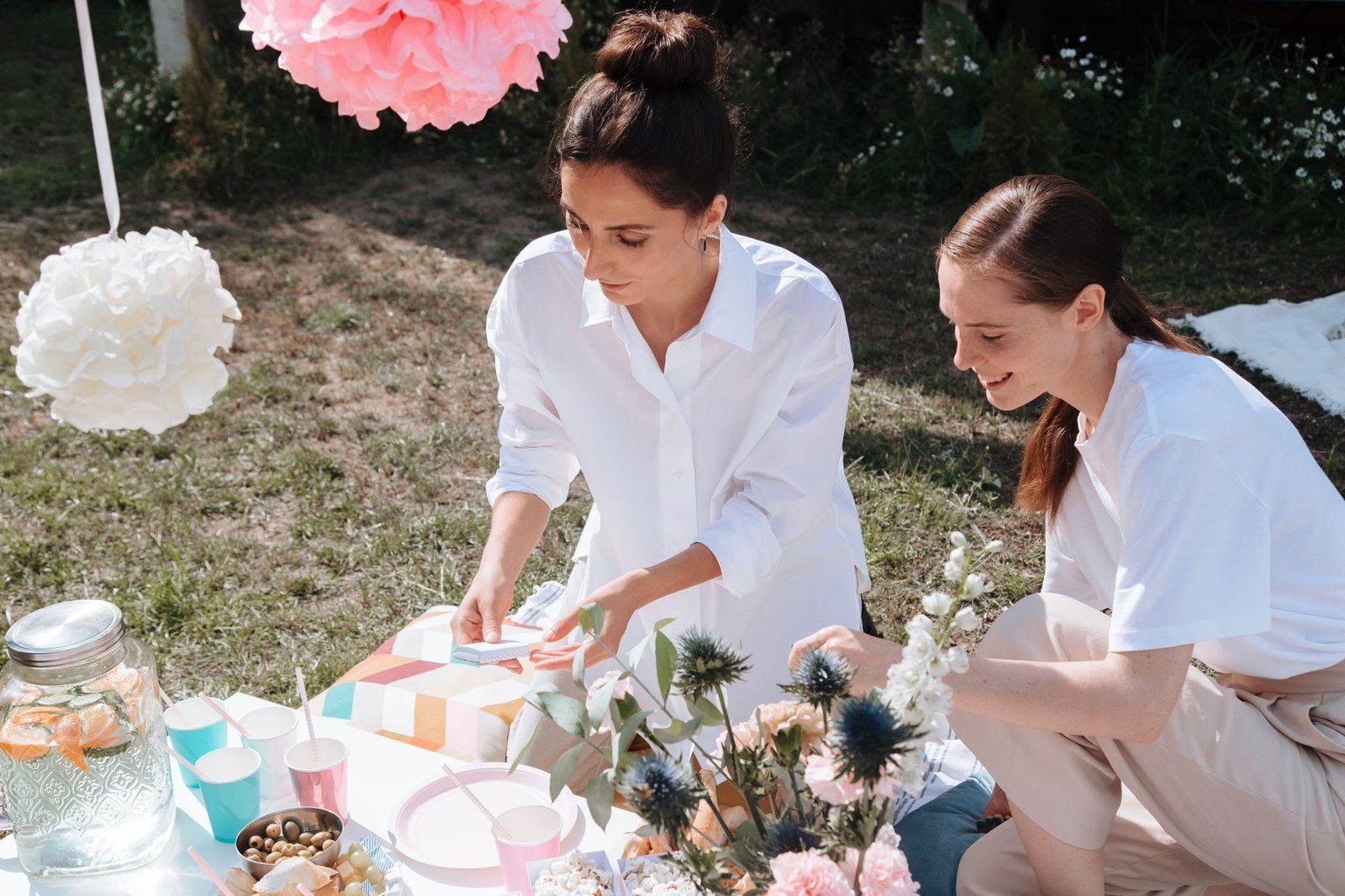 A garden gathering in the afternoon light
