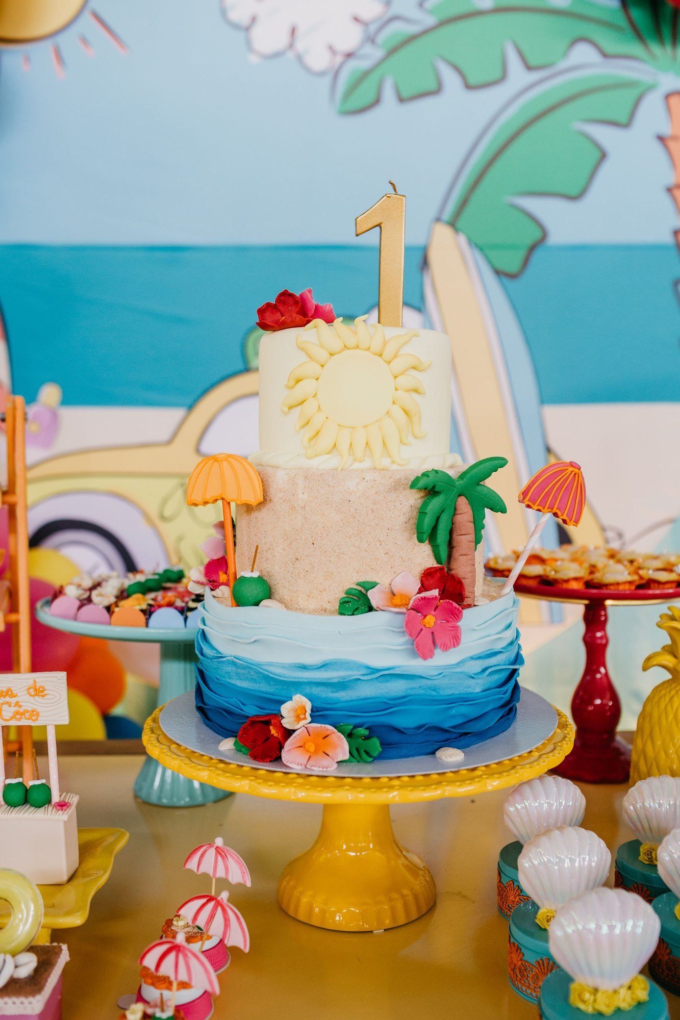 A tropical first-birthday detail